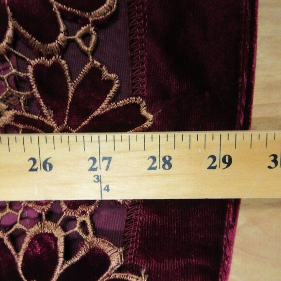 UMGEE Floral Lace Velvet Top Sz 1X Red Wine Blouse Smocked Raglan Sleeves NWT - Picture 12 of 12